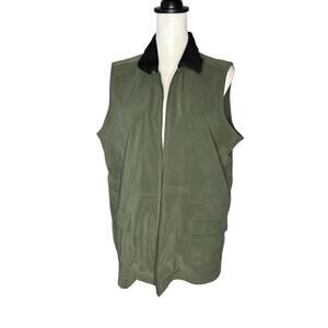 Denim & Co Olive Green and Black Vest Large
